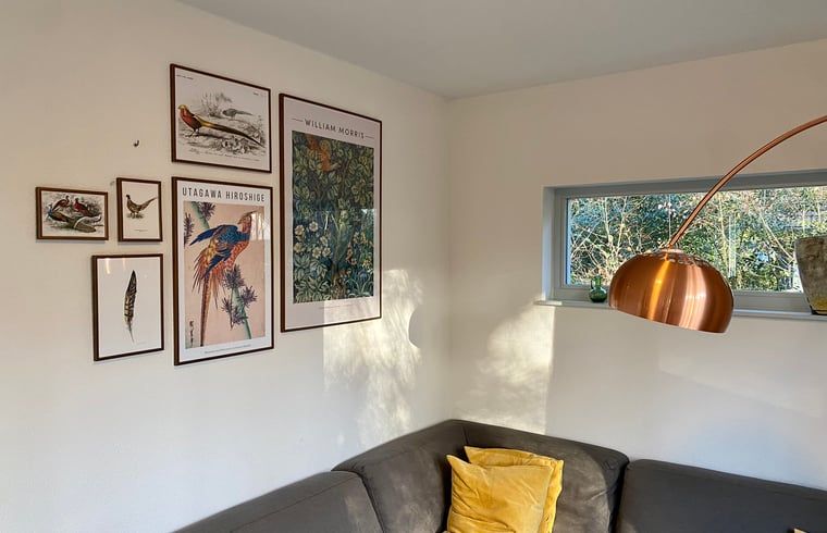 Stijlvolle wanddecoratie in de woonkamer van Huisje in Oudemirdum, vakantiehuis in Friesland.