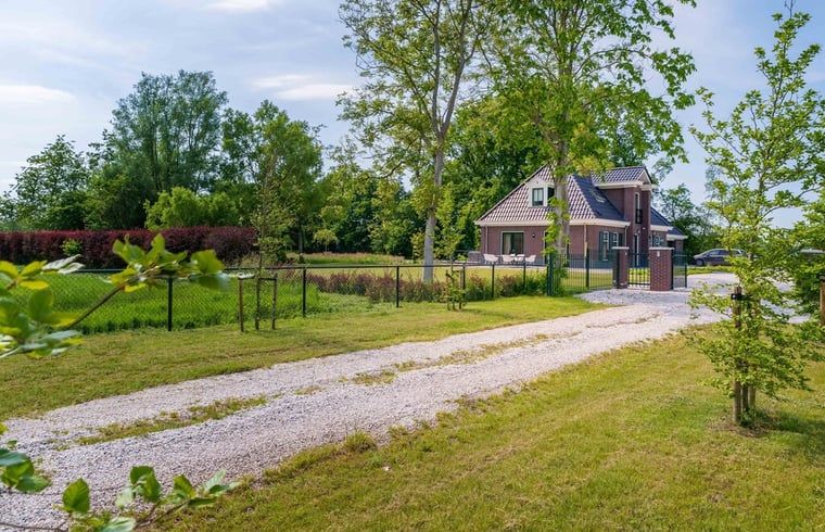 Toegangspad naar vakantiehuisje in Bakkeveen, rustig gelegen in Friese bossen.