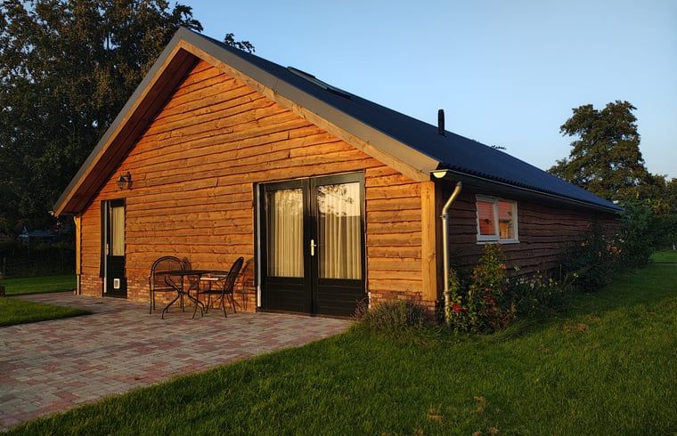Ruime veranda van Vakantiehuis in Haulerwijk, omringd door natuur in Friesland.
