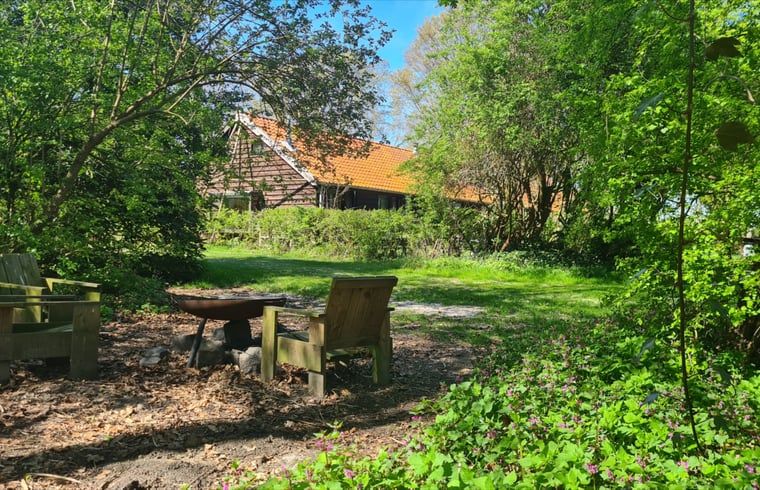 Groene tuin bij Vakantiehuisje in Boijl, perfect voor een ontspannen vakantie in Friesland.