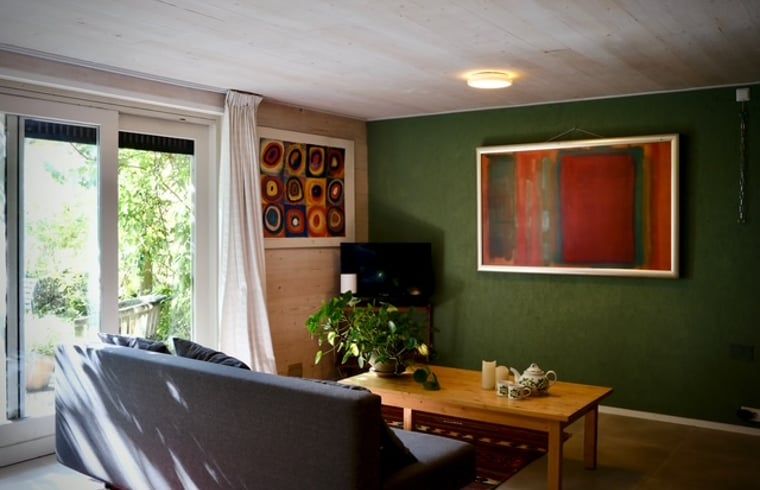 Stijlvolle woonkamer in Vakantiehuisje in Donkerbroek, Friesland.