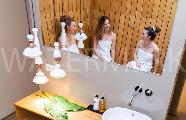 Gezellige sauna in Vakantiehuisje in Westhem met houten interieur, Friese platteland.