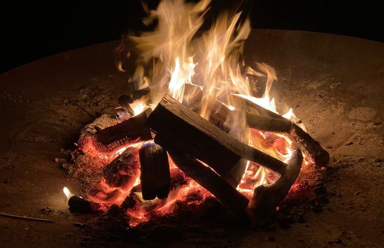 Sfeervol kampvuur in Vakantiehuis in De Hoeve, gelegen op het Friese platteland.