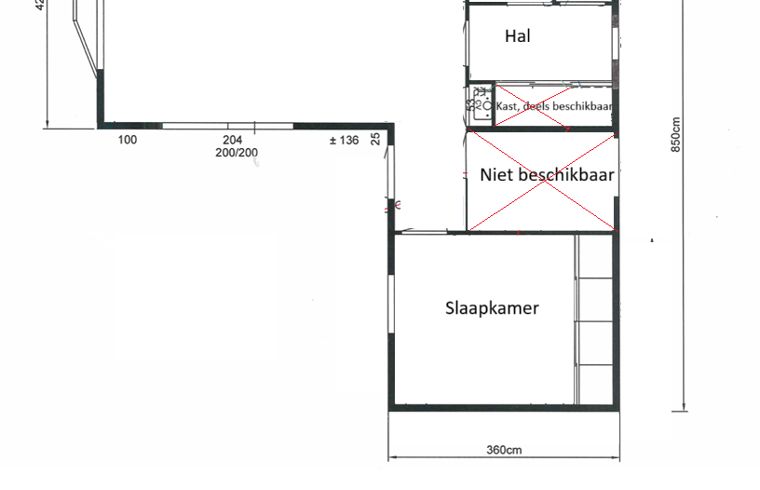 Plattegrond van Vakantiehuis in Nijmegen, Gelderland met indeling van kamers.