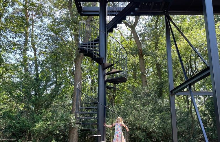 Aussentreppe zum Ferienhaus in Arnheim, gelegen im waldreichen Rivierengebied.