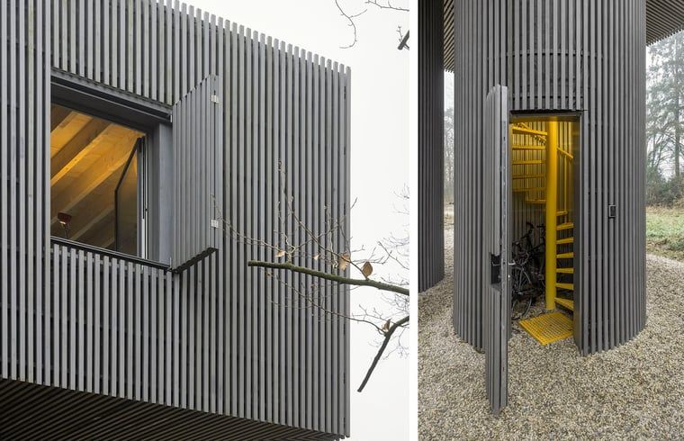 Detail der Architektur des Ferienhauses in Arnheim, mit modernen Elementen in Gelderland.