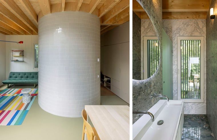 Interieur mit farbenfrohen Akzenten im Ferienhaus in Arnheim, attraktiv in Gelderland.