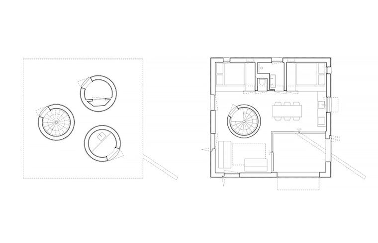Grundriss eines Ferienhauses in Arnheim, Grundriss eines modernen Ferienhauses in Gelderland.