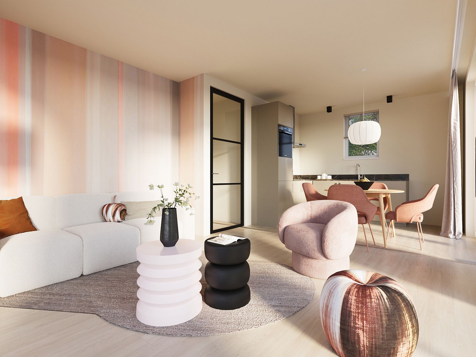 Stijlvolle binnenruimte van Vrijstaande woning in Eck en Wiel, vakantiehuis met moderne inrichting in Gelderland.