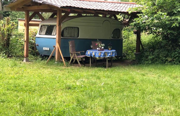Vacation home in Dreumel, Gelderland, offers a charming caravan experience amid green nature and rustic surroundings.