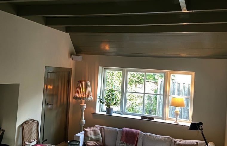 Gezellige woonkamer in vakantiehuisje in Neerijnen, met veel natuurlijk licht in Gelderland.