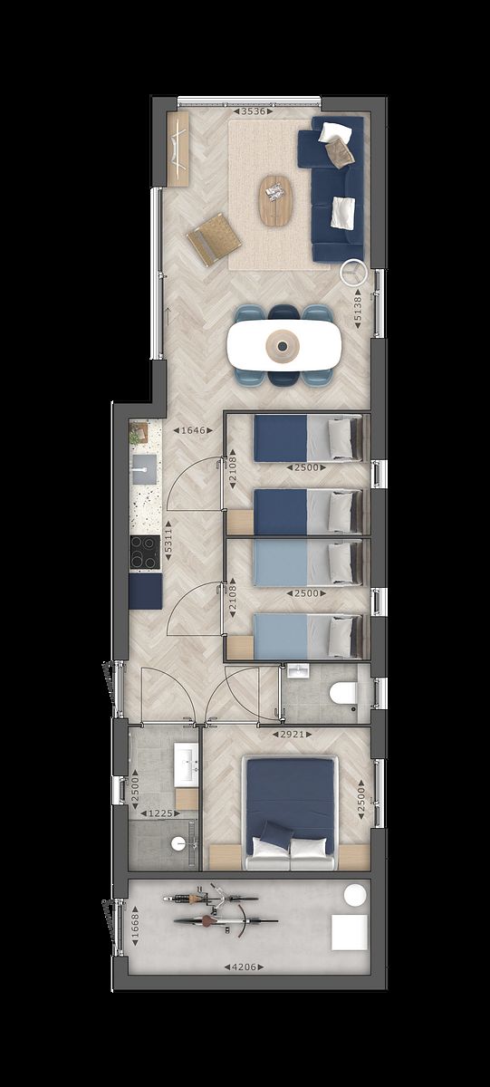 Slaapkamer in Parklodge 6, Achterhoek: modern vakantiehuis met comfortabel tweepersoonsbed.