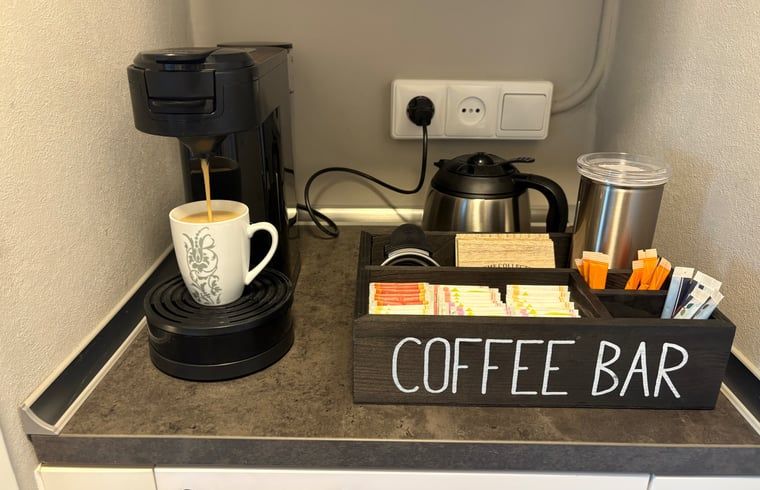 Koffiebar in Huisje in Laren, vakantiehuis in Gelderland voor een perfecte start van de dag.