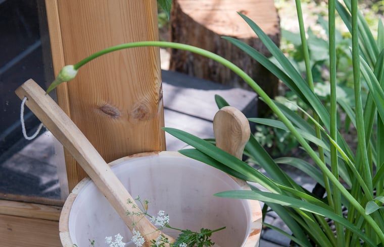 Natuerliche Details in der Sauna des Ferienhauses in Vragender, Achterhoek, Gelderland.