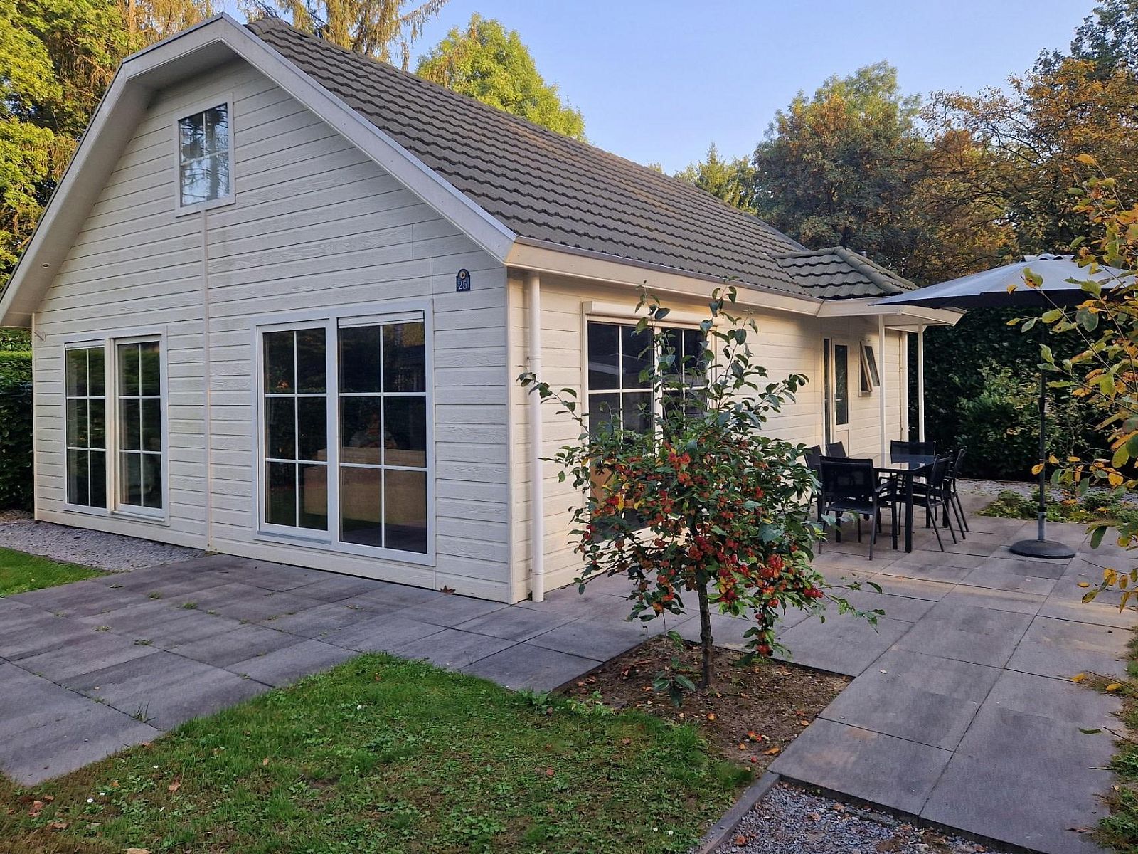 Hackfort l'etage Sauna 6 in Lochem, Achterhoek, vakantiehuis met zonnig terras en omringd door natuur in Gelderland.
