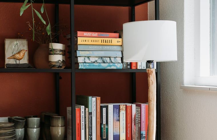 Boekenkast in vakantiehuis in Lochem, perfect voor ontspanning in de Achterhoek.