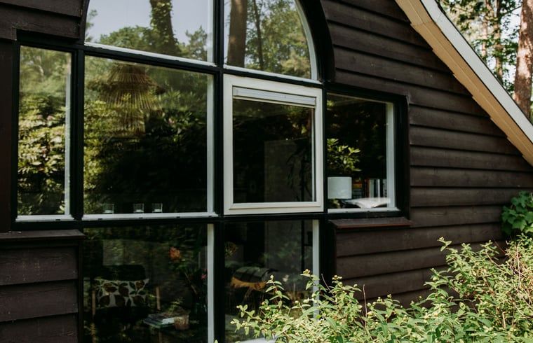 Grote ramen in vakantiehuis in Lochem bieden prachtig uitzicht op de natuur.