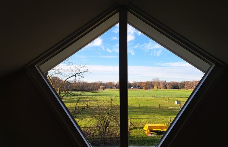 Prachtig uitzicht vanuit Vakantiehuisje in Lochem op de velden van de Achterhoek, Gelderland.
