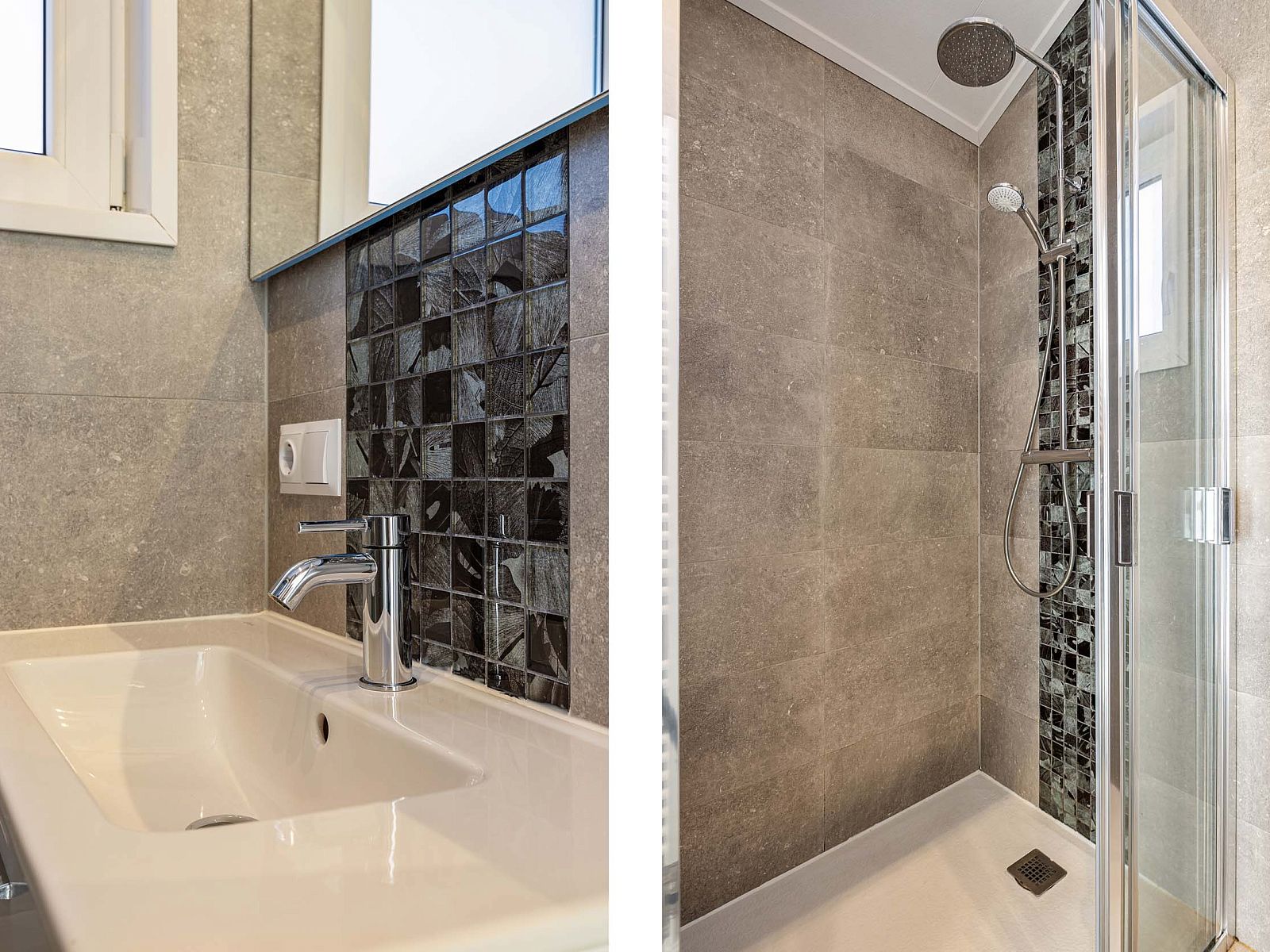 Stylish bathroom in Lindenhoeve 2.0 vacation home, Lichtenvoorde, with modern sink and shower in the Achterhoek.