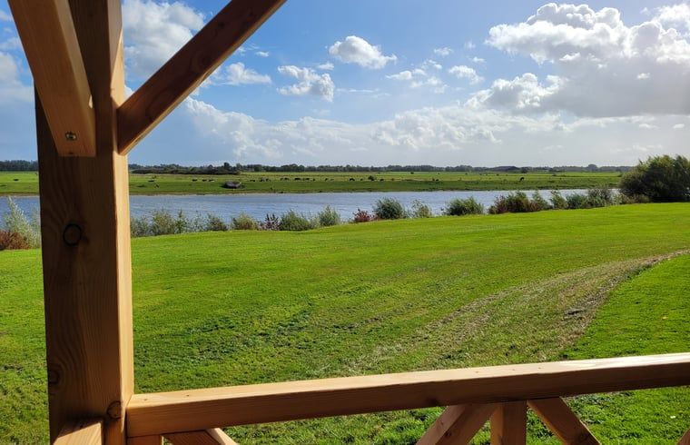 Adembenemend uitzicht vanaf de veranda van Vakantiehuisje in Olburgen, gelegen in het groene Gelderland.