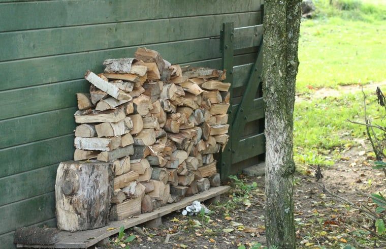 Grote tuin met picknicktafel bij Vakantiehuis in Voorst Oude IJsselstreek, Achterhoek, Gelderland in de zon.