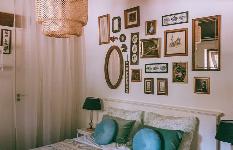 Attractive bedroom in cottage in Voorst, Oude IJsselstreek, Achterhoek, Gelderland, with stylish decor and comfortable beds.