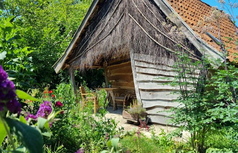 Bluehender Garten im Ferienhaus in Winterswijk Corle, Achterhoek, Gelderland.