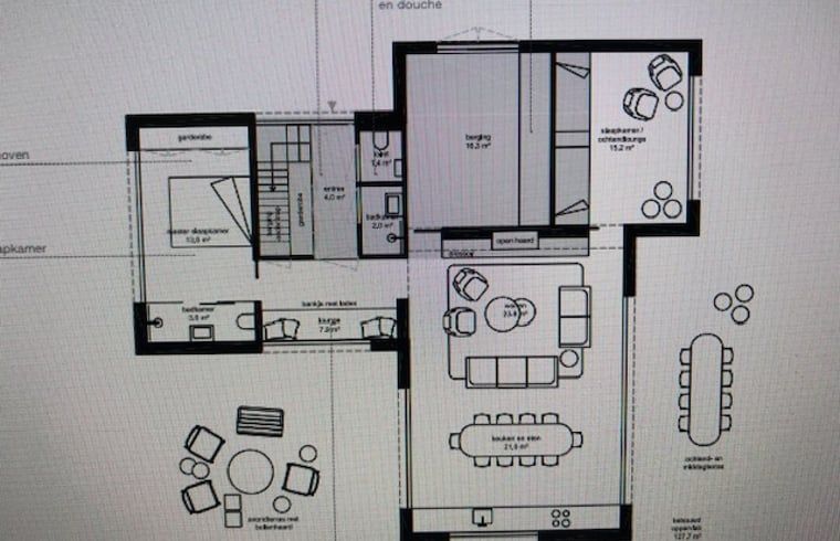 Grundriss des Erdgeschosses eines Ferienhauses in Tonden.