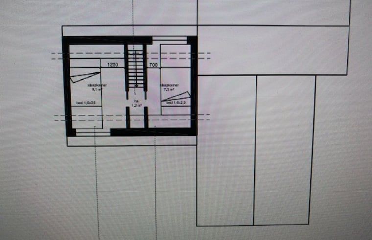 Grundriss des Obergeschosses im Ferienhaus in Tonden, Gelderland.