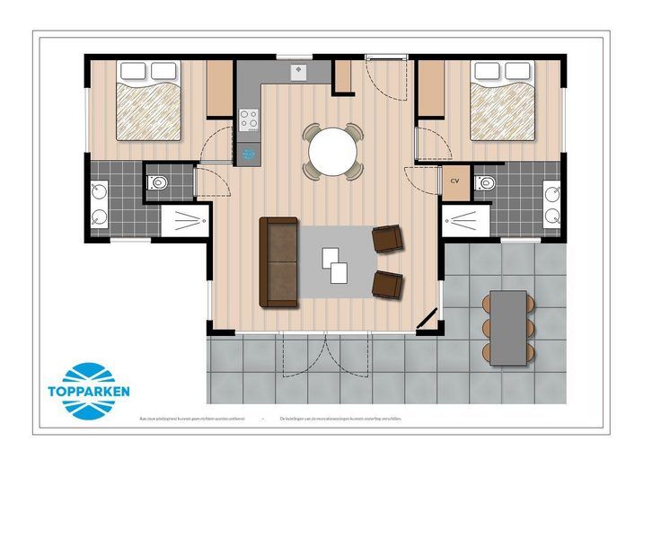 Floor plan Beekhoeve 4 persons Wellness, vacation home in Beekbergen, Veluwe with modern layout.