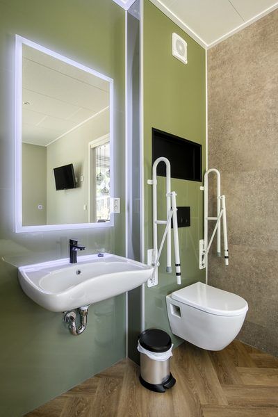 Stylish bathroom of Veluwehoeve 4 persons MIVA in Ede, Veluwe, with modern amenities and accessible design.