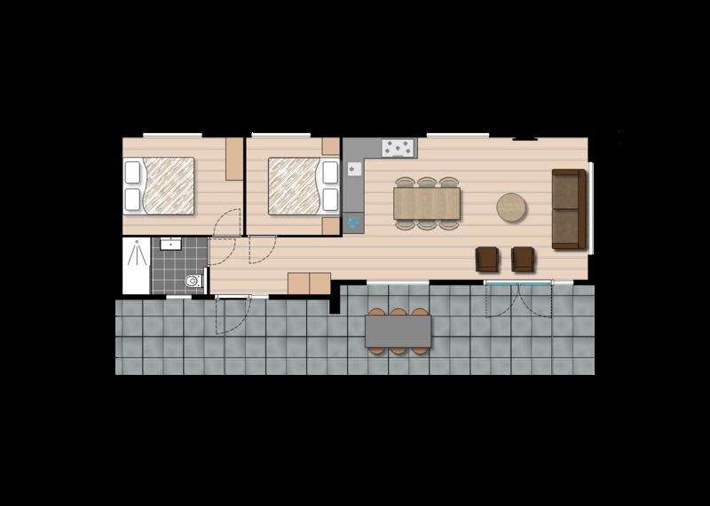 Floor plan of Module Special 4 persons Wellness in Ede, Veluwe, vacation home with modern layout.