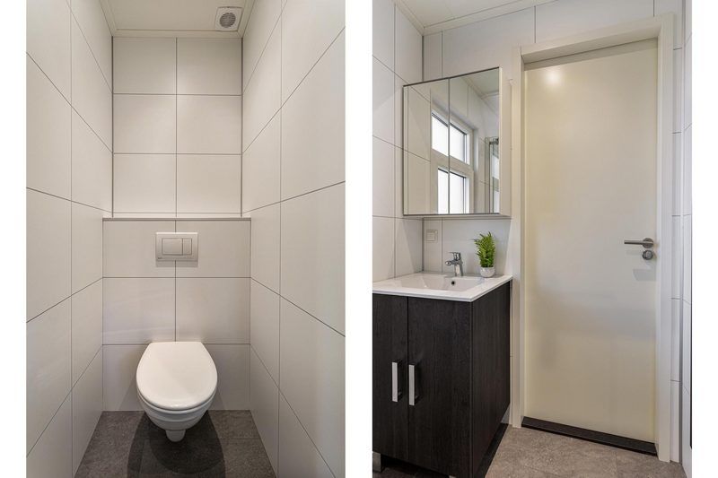 Bathroom and toilet in Module Special 4 persons Wellness, Ede, Veluwe, vacation home with modern facilities.