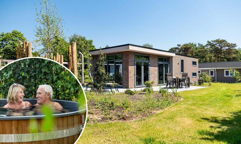 Modul Spezial 6 Personen Wellness in Ede, Veluwe mit Whirlpool und gruenem Garten.