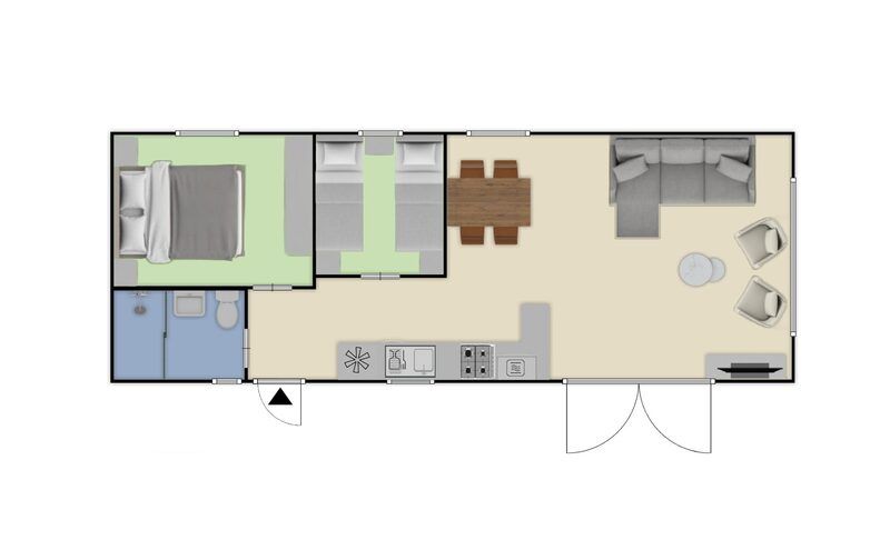 Floor plan of Nova 4 persons Wellness vacation home in Ede, Veluwe, Gelderland with modern layout.