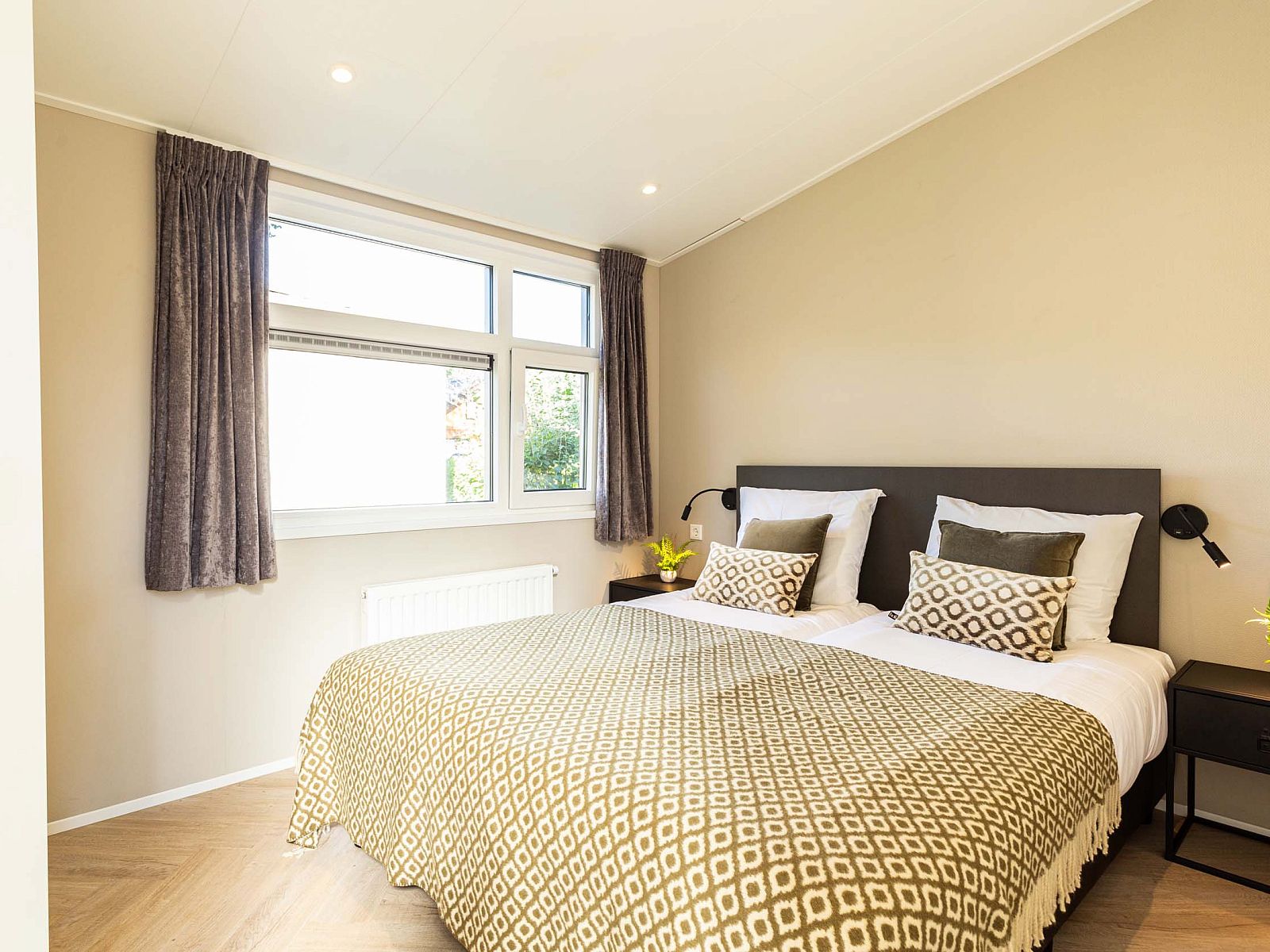 Gemtliches Schlafzimmer in Boslodge Silva, Ferienhaus in Ede, Veluwe, Gelderland.