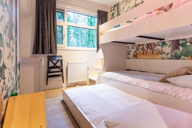 Kinderkamer met stapelbed in Module Special kids 5 personen, vakantiehuis in Ede, Veluwe, Gelderland.
