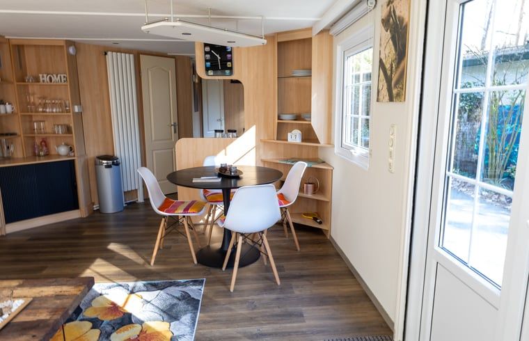 Dining area in Holiday Home in Emst, Veluwe, with access to outdoor space.