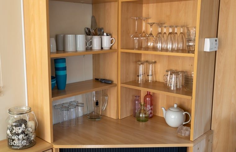 Practical kitchen arrangement in Holiday home in Emst, Veluwe, with china cabinet.