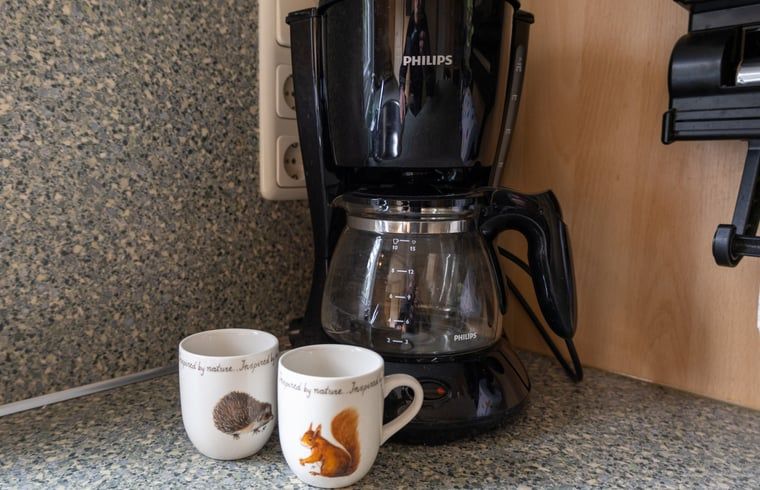 Coffee Corner in Holiday Home in Emst, Gelderland, with coffee maker and mugs.