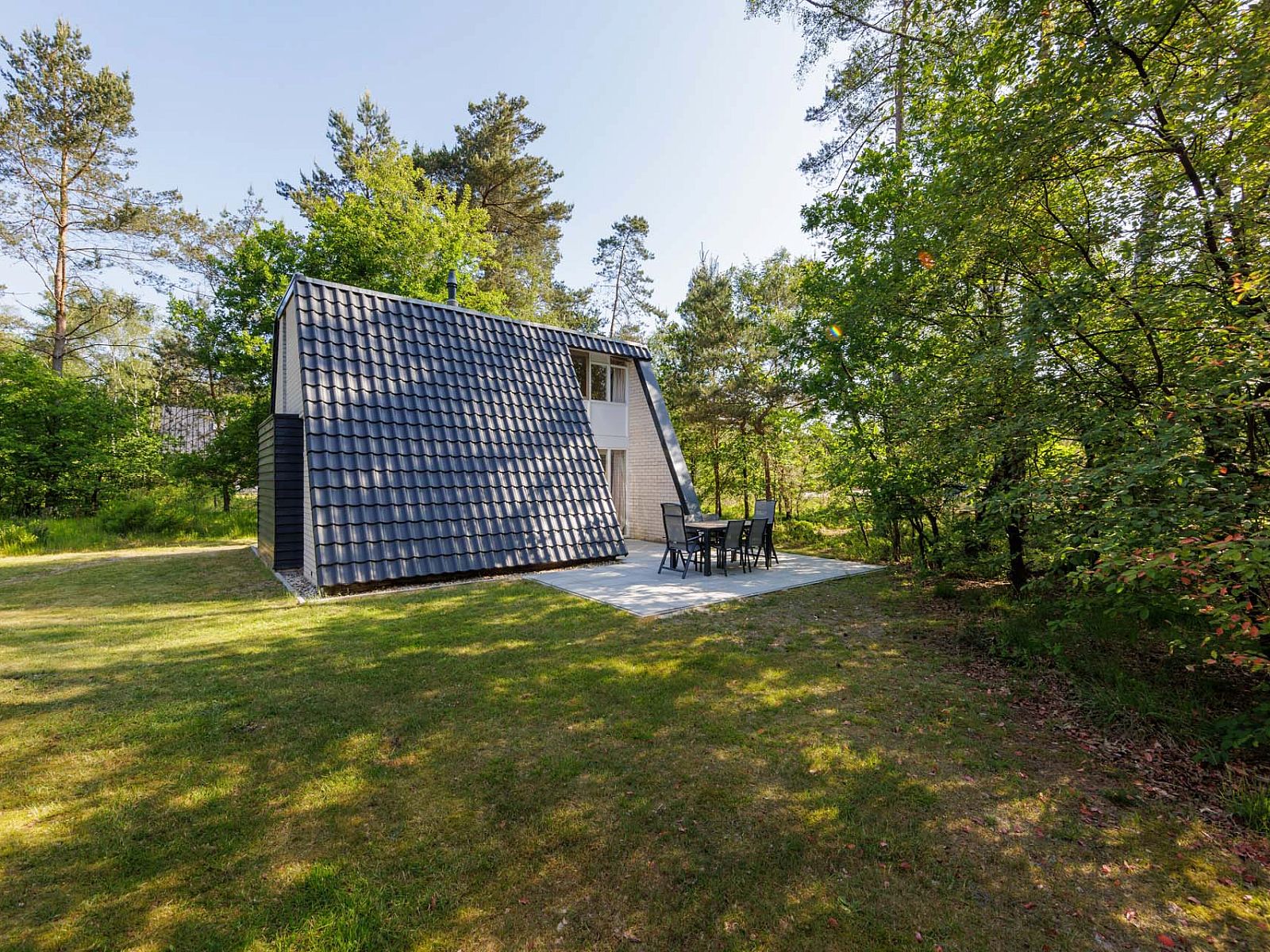 Vrijstaande woning in Hoenderloo, Veluwe: vakantiehuis met terras te midden van groene natuur in Gelderland.