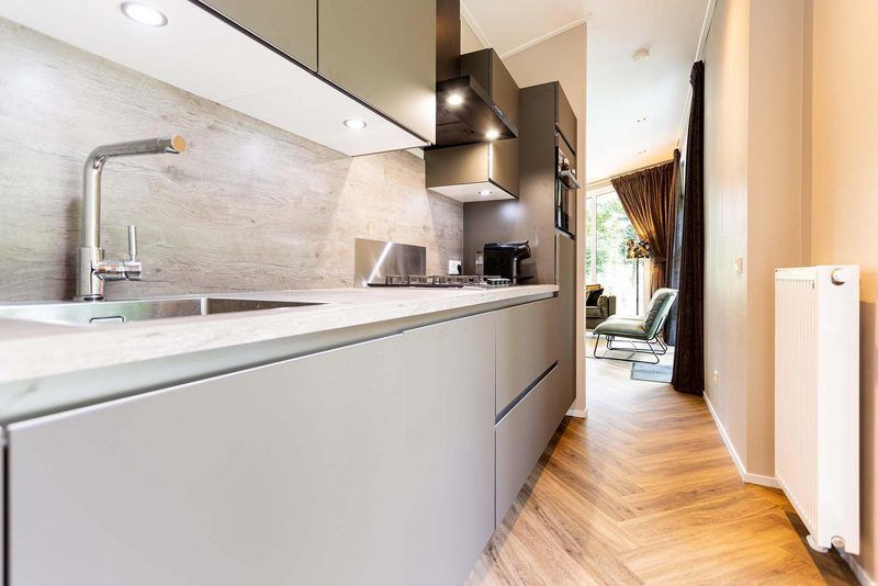 Stijlvolle keuken in Silva 4 personen Wellness vakantiehuis, Garderen, Veluwe, Gelderland.