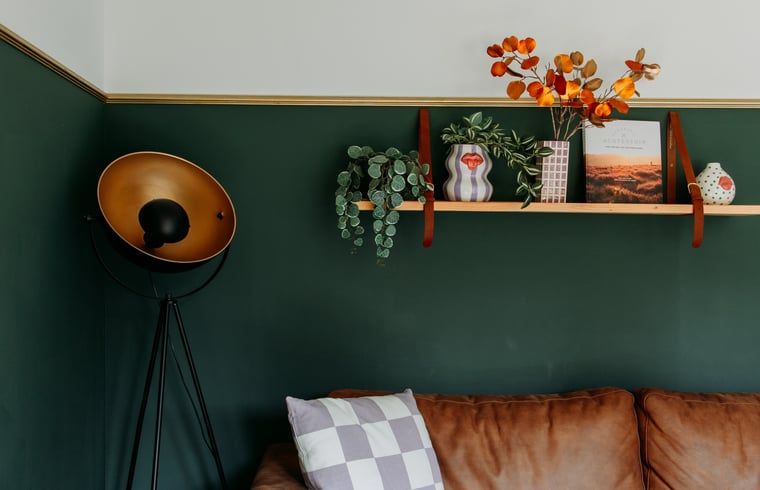Stylish decoration in Holiday home in Nunspeet, Veluwe, with plants and artwork on the wall.