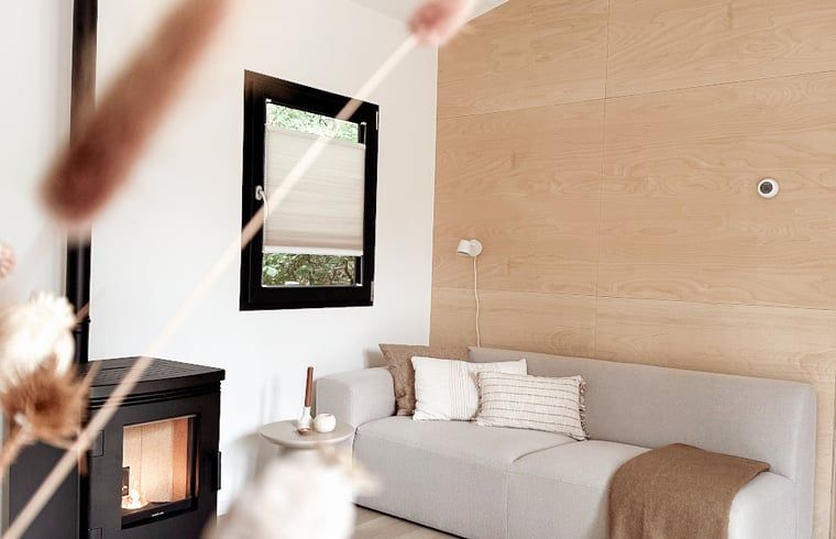 Quiet garden at cottage in Nunspeet, Veluwe, Gelderland, with comfortable chairs for a moment of relaxation.