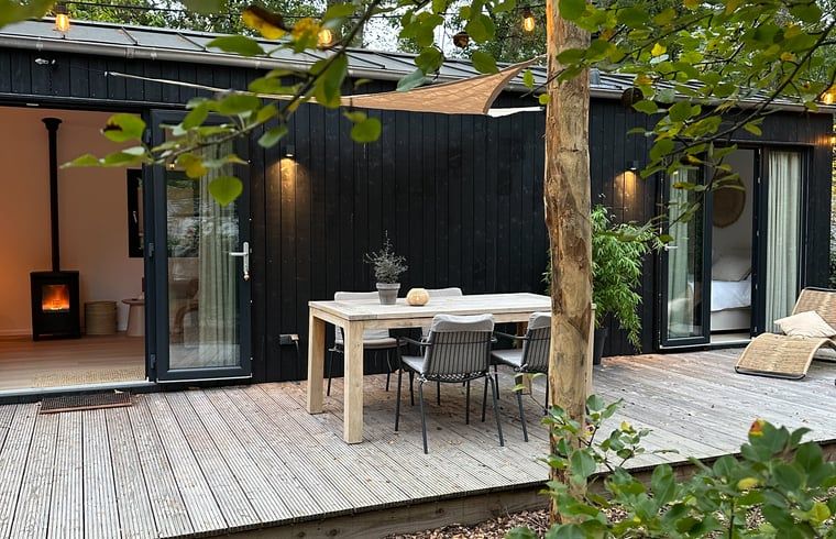 Modern hall with mirror in Cottage in Nunspeet, Veluwe, Gelderland, stylishly decorated with natural elements.