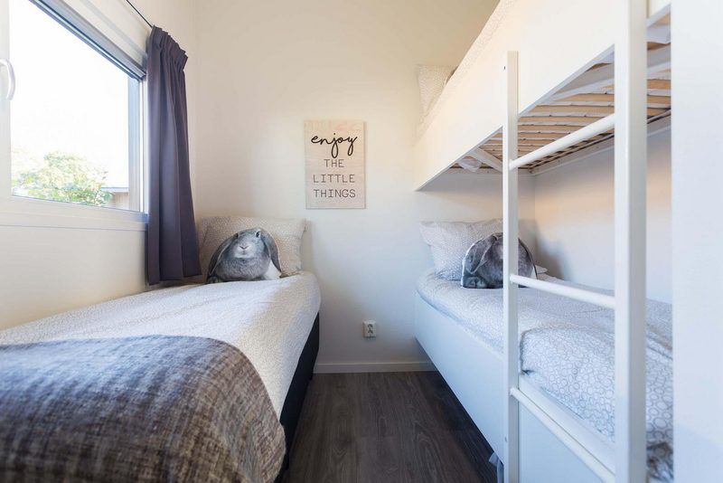 Gezellige kinderkamer met stapelbed in Module 5 personen vakantiewoning, Lunteren, Gelderland.