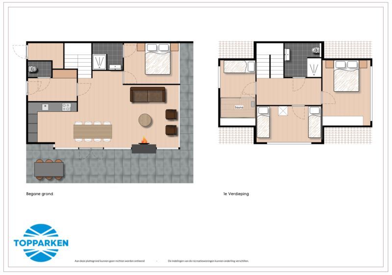 Karte von Recreation Villa 7 Personen in Lunteren, Veluwe, mit Grundriss des Ferienhauses.