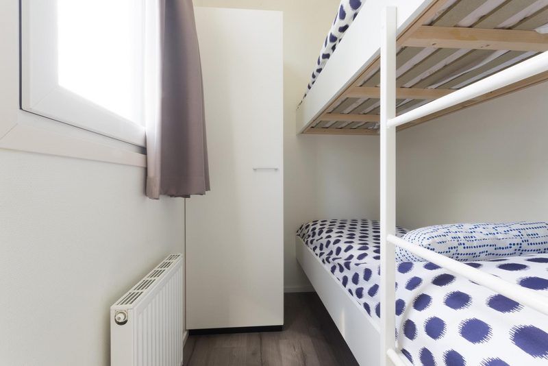 Etagenbett im kinderfreundlichen Zimmer des Rialto 6 Personen Ferienhauses, Lunteren, Veluwe.