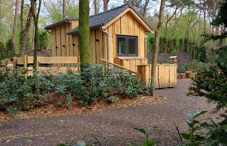 Vakantiehuisje in Uddel, Veluwe, met houten gevels en natuurlijke omgeving voor ultiem comfort.
