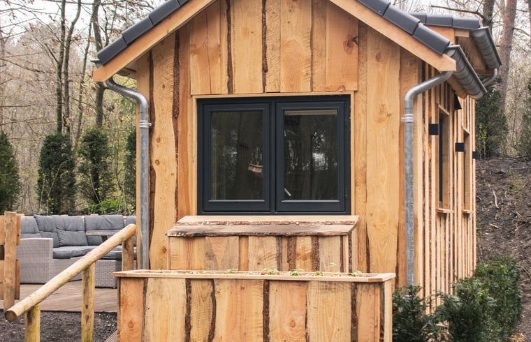 Modern vakantiehuisje in Uddel, Veluwe, met comfortabele binnenruimte en prachtig uitzicht.